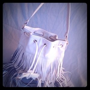 Betsey Johnson White Fringe Shoulder Purse
